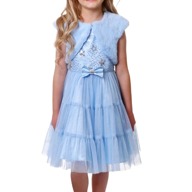 Jona Michelle Girl’s Blue Sparkling Sequin Star Fanciful Dress With Vest |Jona Michelle In Lebanon