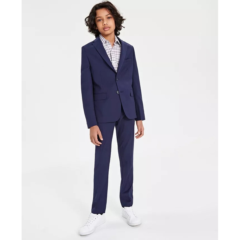 Kenneth Cole Reaction Boy’s Navy Mini Check Slim Fit Stretch 2-Piece Suit |Kenneth Cole Reaction In Lebanon