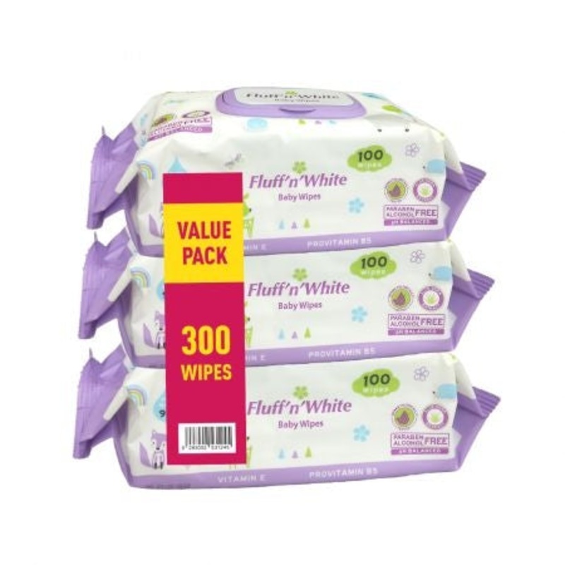 Fluff n White Baby Wipes Value Pack – 100 Sheets X3 | Fluff n White In Lebanon