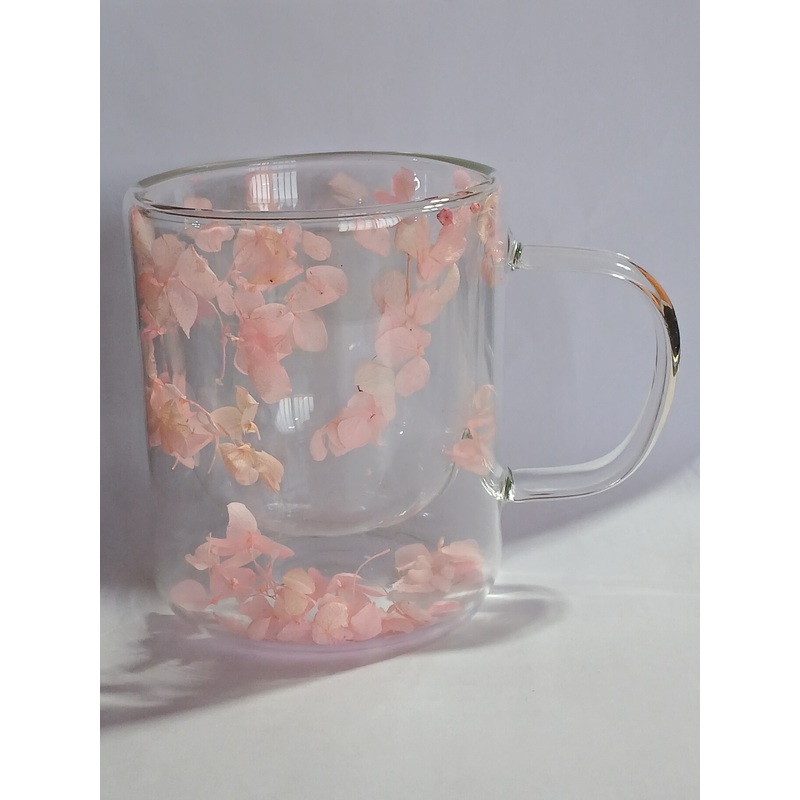 Hinox Transparent Coffee Pink Flower Glass Mug A-2 | Hinox In Lebanon