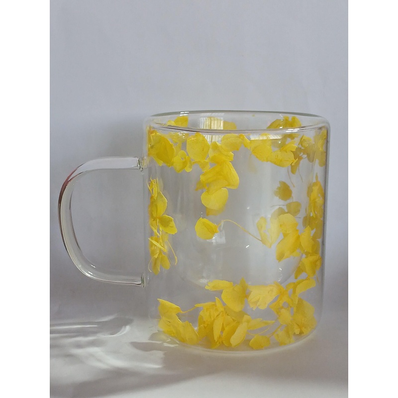 Hinox Transparent Coffee Yellow Flower Glass Mug A-1 | Hinox In Lebanon
