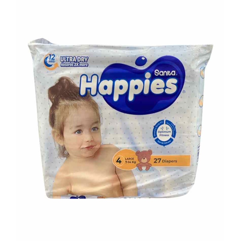 Sanita Happies premium Large Optimum Fitness Diapers Size 4 (7-14 KG) *27 Diapers | Sanita In Lebanon