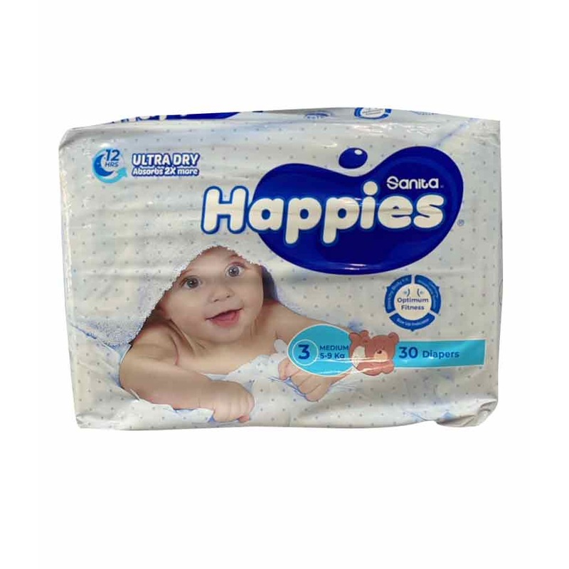 Sanita Happies Premium Medium Optimum Fitness Diapers Size 3 (5-9 KG) *30 Diapers| Sanita In Lebanon
