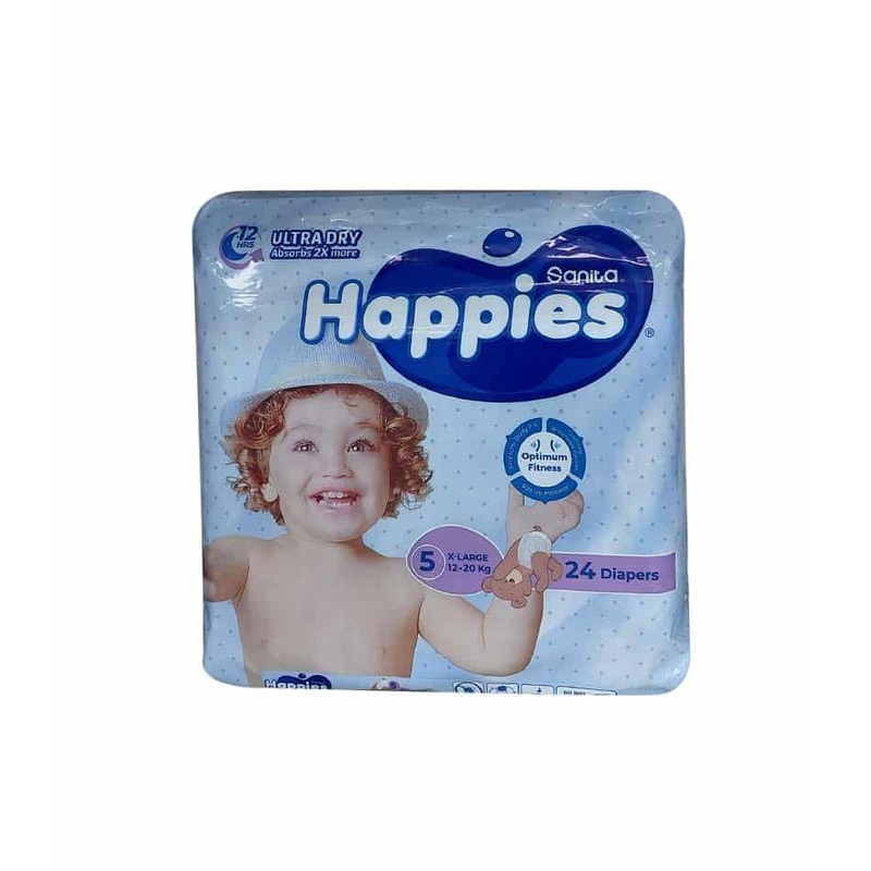 Sanita Happies Premium X-Large Optimum Fitness Diapers Size 5 (10-20kg) 24 Diapers | Sanita In Lebanon