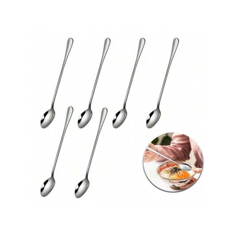 Sycaju Stainless Steel Round Long-Handled Tea Spoon Set 6pcs | Sycaju In Lebanon