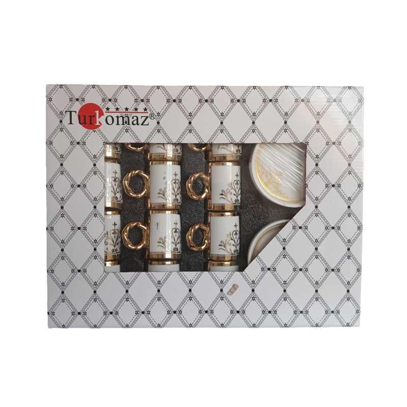 Turkomaz White & Gold Coffee Set 24pcs | Turkomaz In Lebanon