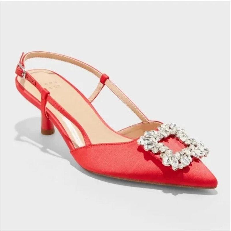 A New Day Women’s Red Annette Satin Slingback Heels |A New Day In Lebanon