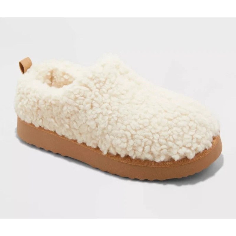 Cat & Jack Women’s White Shearling Clog Slippers | Cat & Jack In Lebanon