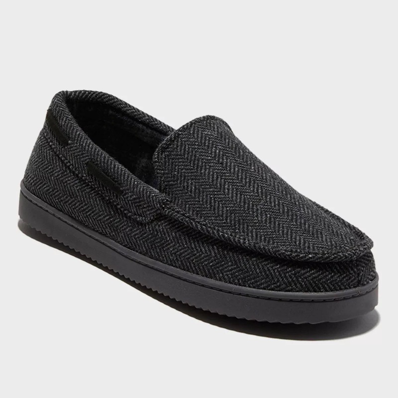 Dluxe By Dearfoams Men’s Black Herringbone Moc Slippers |Dluxe By Dearfoams In Lebanon