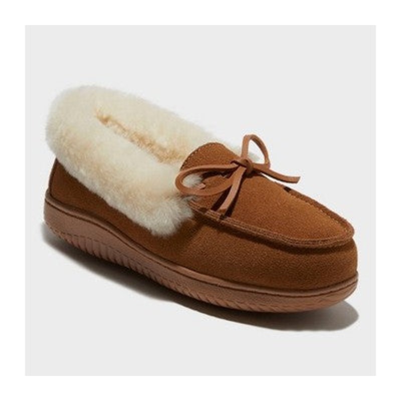 Dluxe By Dearfoams Women’s Chestnut Shearling Moc with Fur Casing Slippers | Dluxe By Dearfoams In Lebanon
