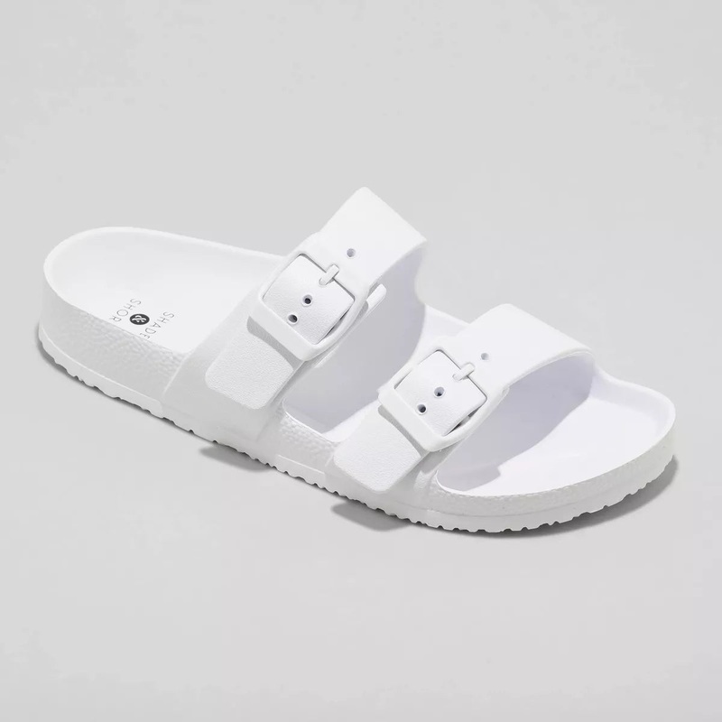 Shade & Shore Women’s White Neida EVA Two Band Footbed Slide Slipper |Shade & Shore In Lebanon