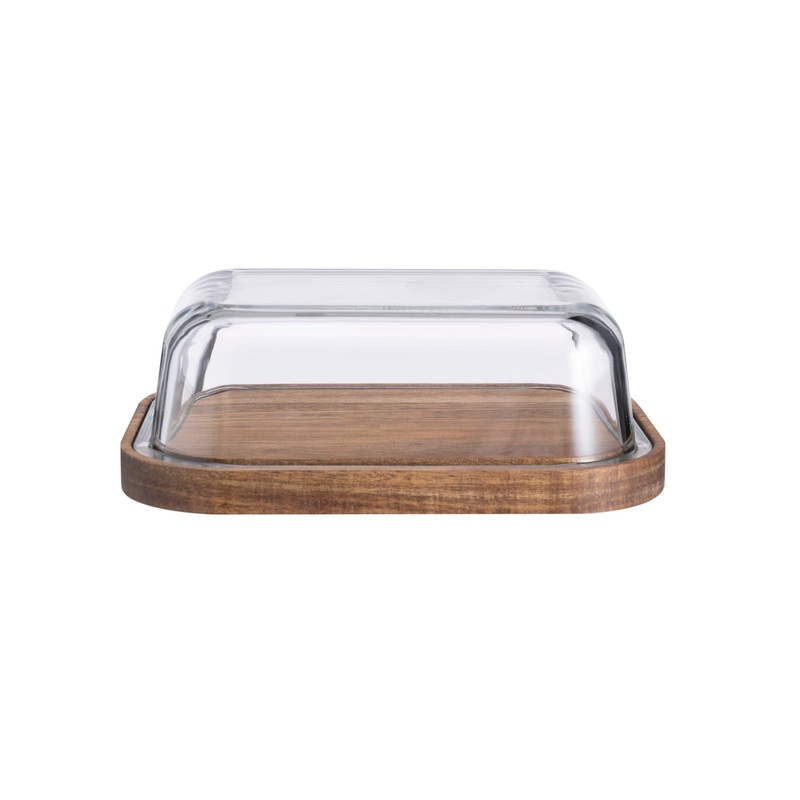 Hinox Square Wood Plate With Glass Lid 17x17cm DM-13 | Hinox In Lebanon