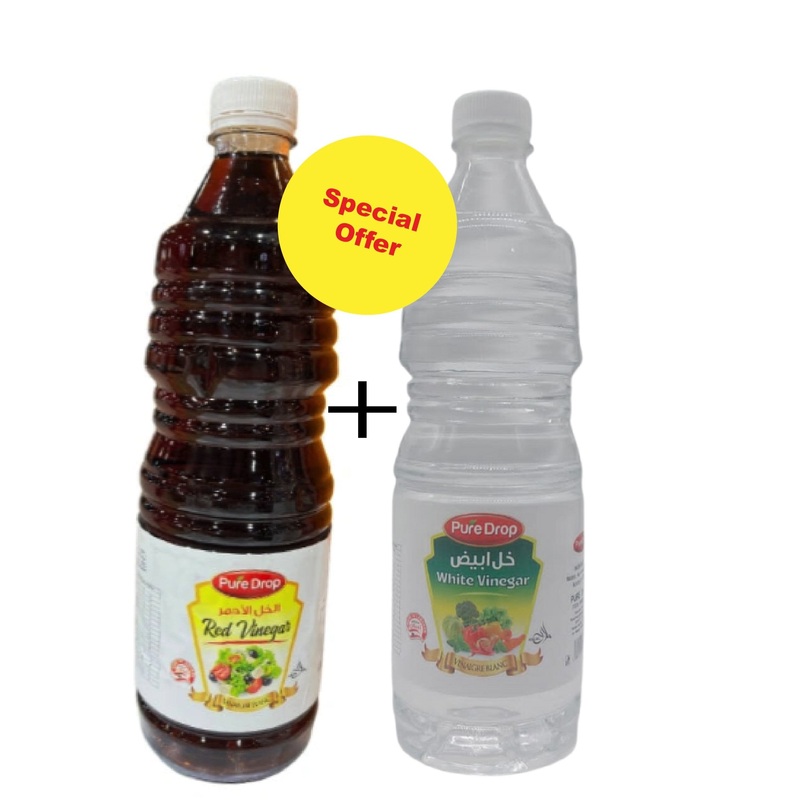 Pure Drop White Vinegar 1L + Red Vinegar 1L