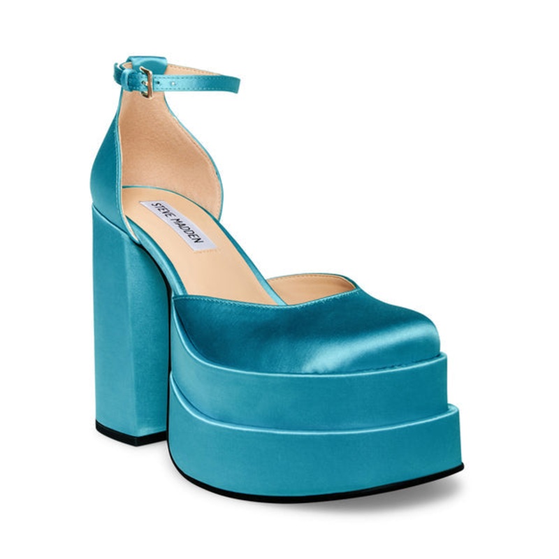 Steve Madden Women’s Blue Satin Charlize Platform Heels | Steve Madden in Lebanon