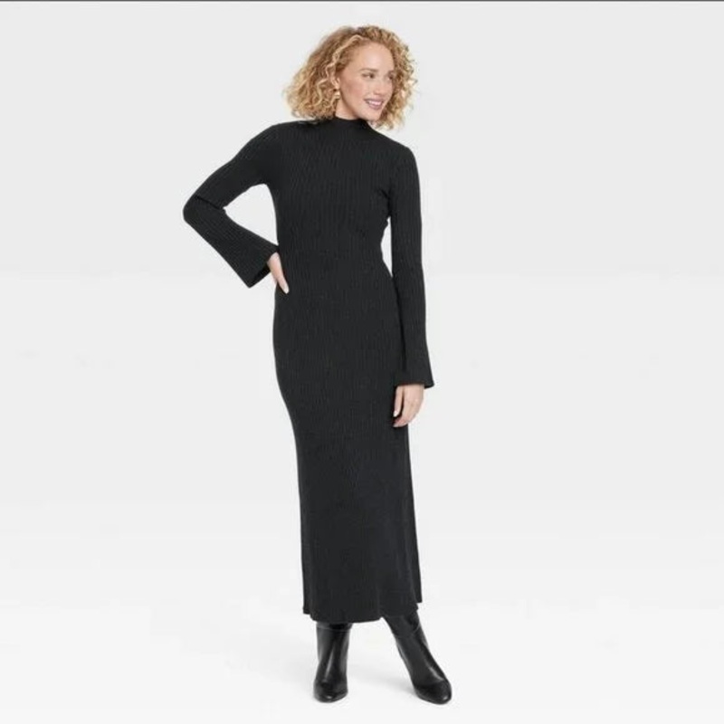 A New Day Women’s Black Long Sleeve Maxi Sweater Dress |A New Day In Lebanon