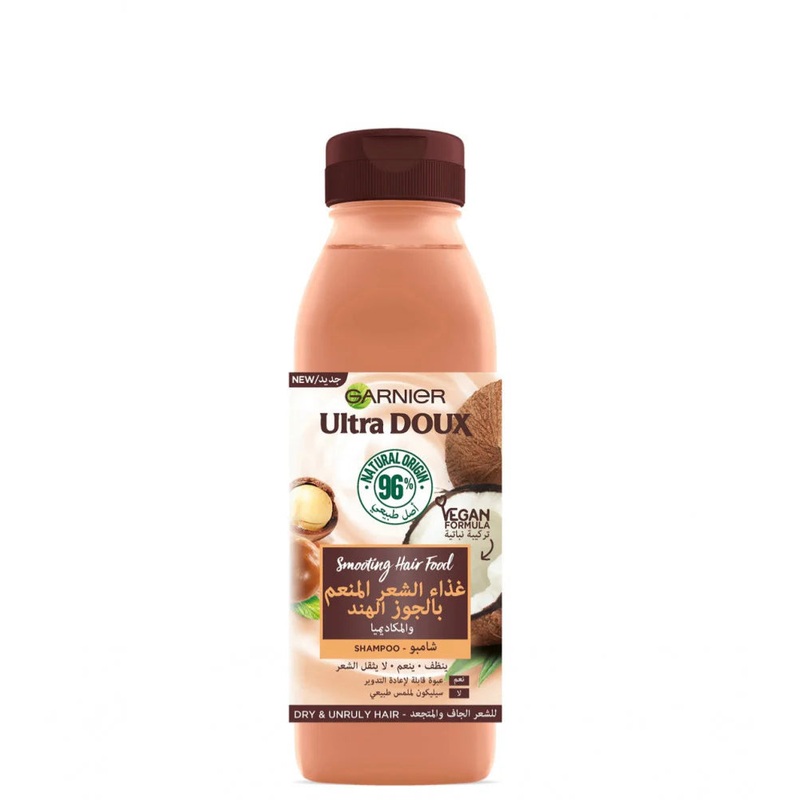 Garnier Ultra Doux Smoothing Hair Food Coconut & Macadamia Shampoo for Dry & Unruly Hair 350ml