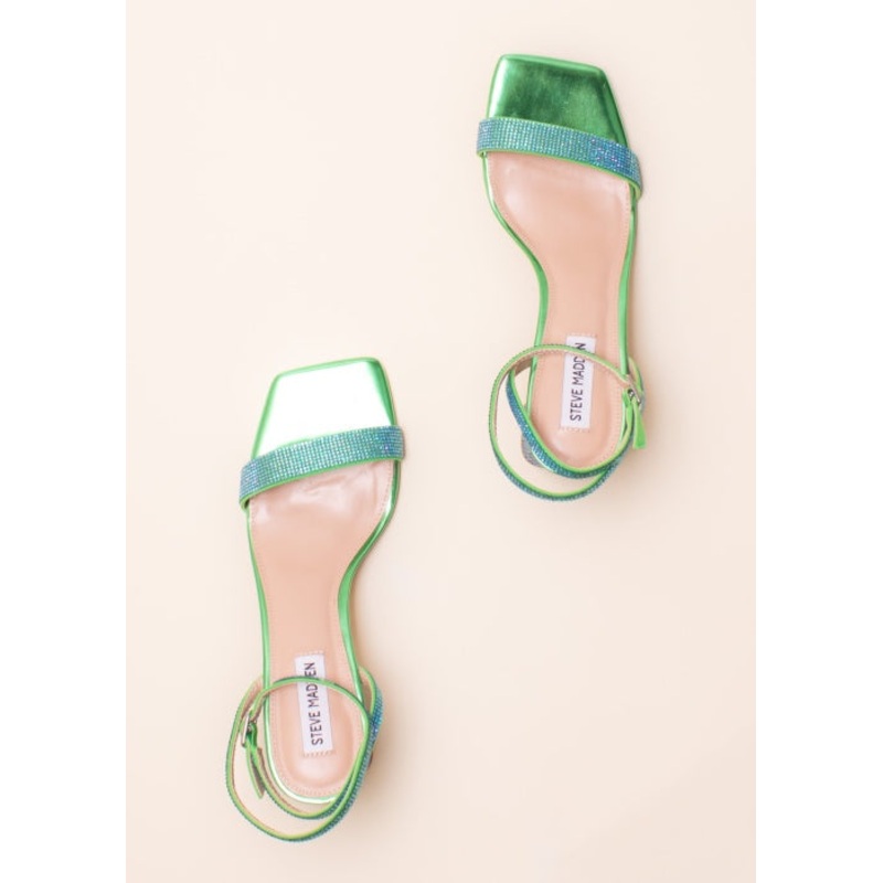 Steve Madden Women’s Green Blue Rhinestone Sandals | Steve Madden In Lebanon