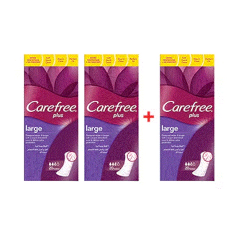 Carefree Plus Large Panty Liners Unscented 20Pcs Pack of 2+1 Free | Carefree In Lebanon