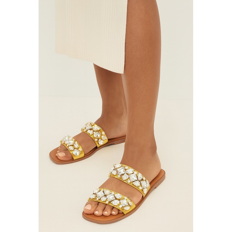 Steve Madden Gold Synthetic Brillante Slippere’s  | Steve Madden In Lebanon