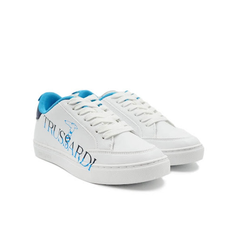 Trussardi Women’s White & Blue Cleo Sneakers | Trussardi in Lebanon