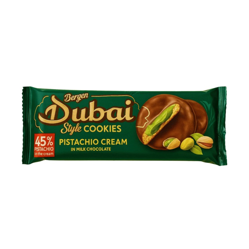 Bergen Dubai Style Pistachio Cream Chocolate Cookies 96g | Bergen In Lebanon