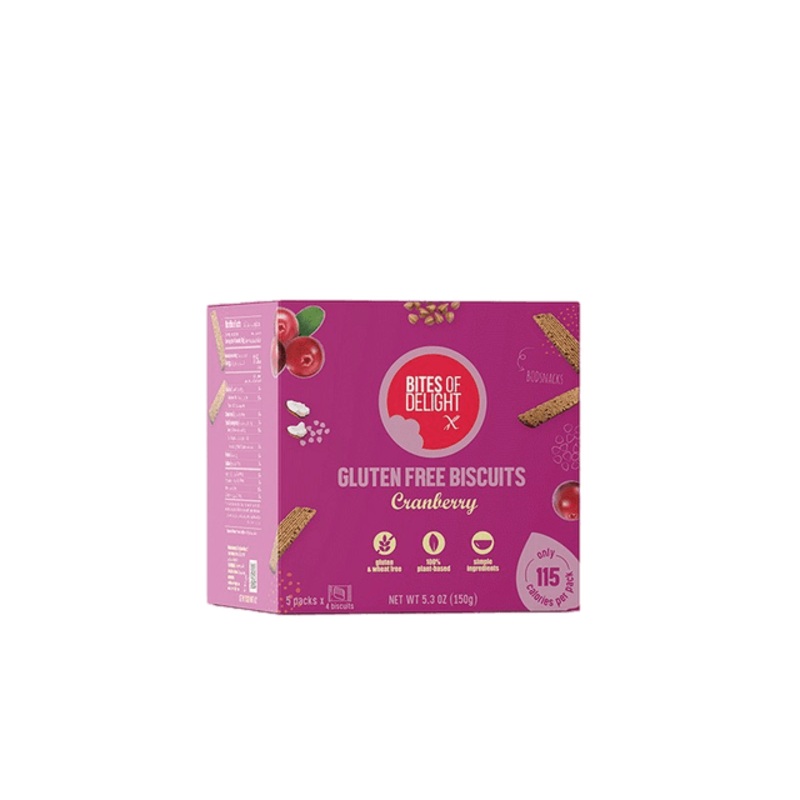 Bites Of Delight Gluten Free Biscuits Cranberry Flavor 5packs x 4 Biscuits 120g | Bites Of Delight In Lebanon