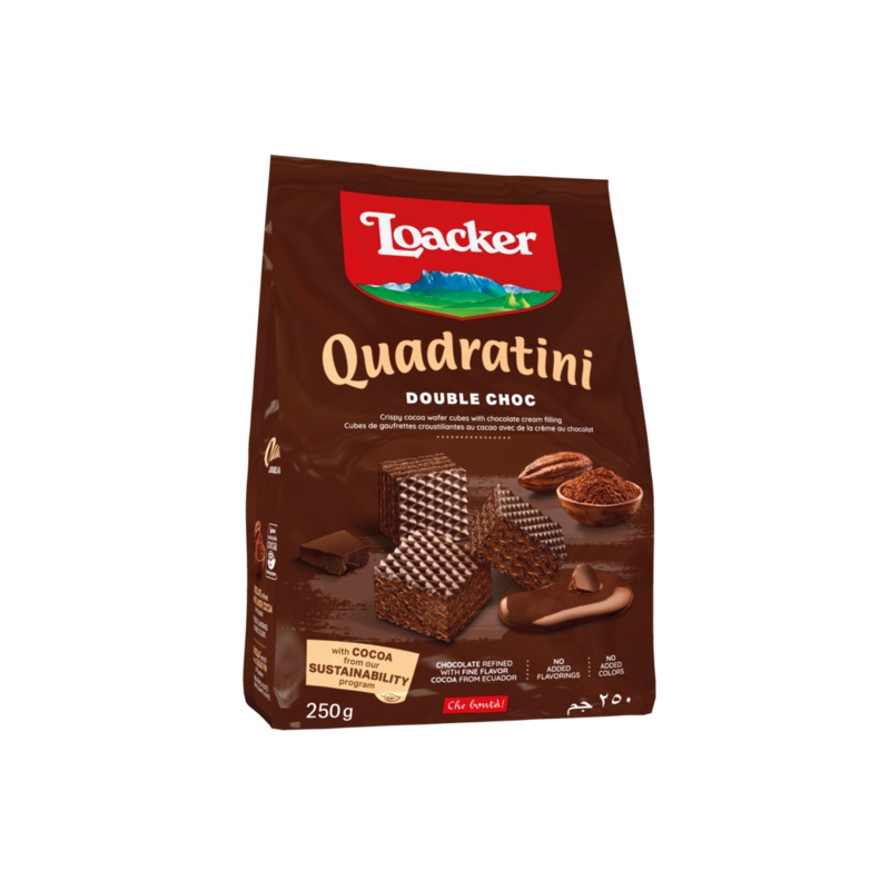 Loacker Quadratini Double Chocolate Wafer Cookies 250g | Loacker In Lebanon
