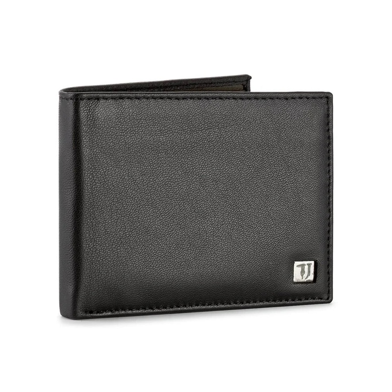 Trussardi Men’s Black Leather Smooth Coin & Card Holder Wallet |Trussardi In Lebanon