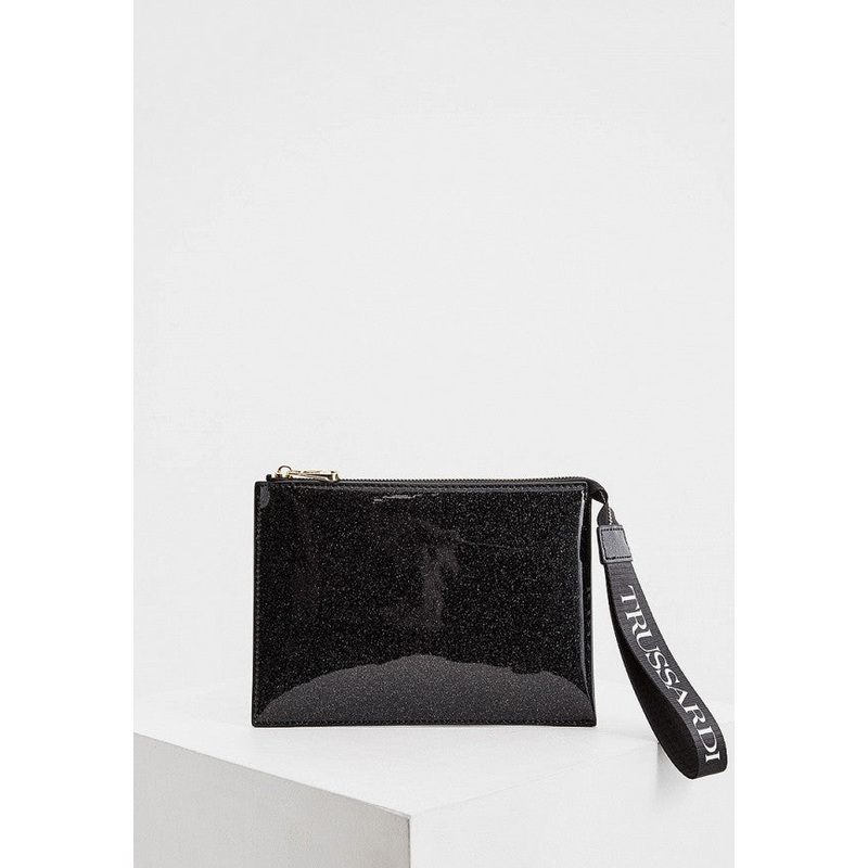 Trussardi Women’s Black Glitter Makeup Bag |Trussardi In Lebanon