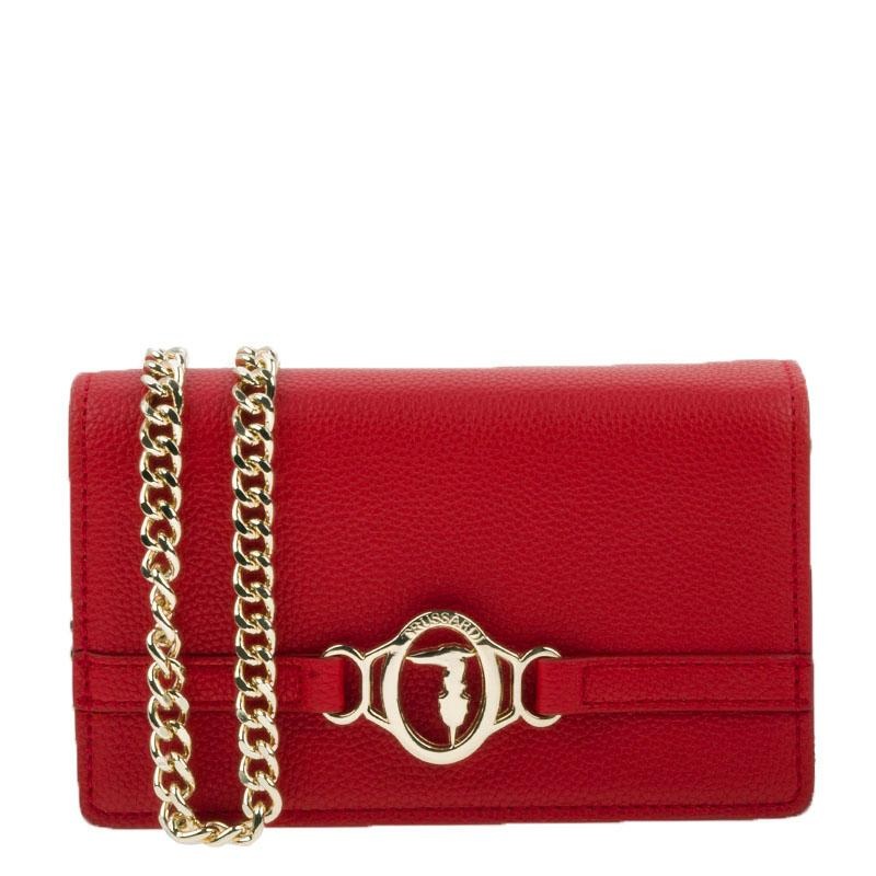 Trussardi Women’s Red Leather Pre Poppy Shoulder Bag |Trussardi In Lebanon
