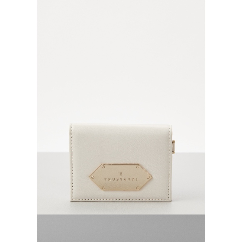 Trussardi Women’s White Leather Peony Card Holder Wallet |Trussardi In Lebanon