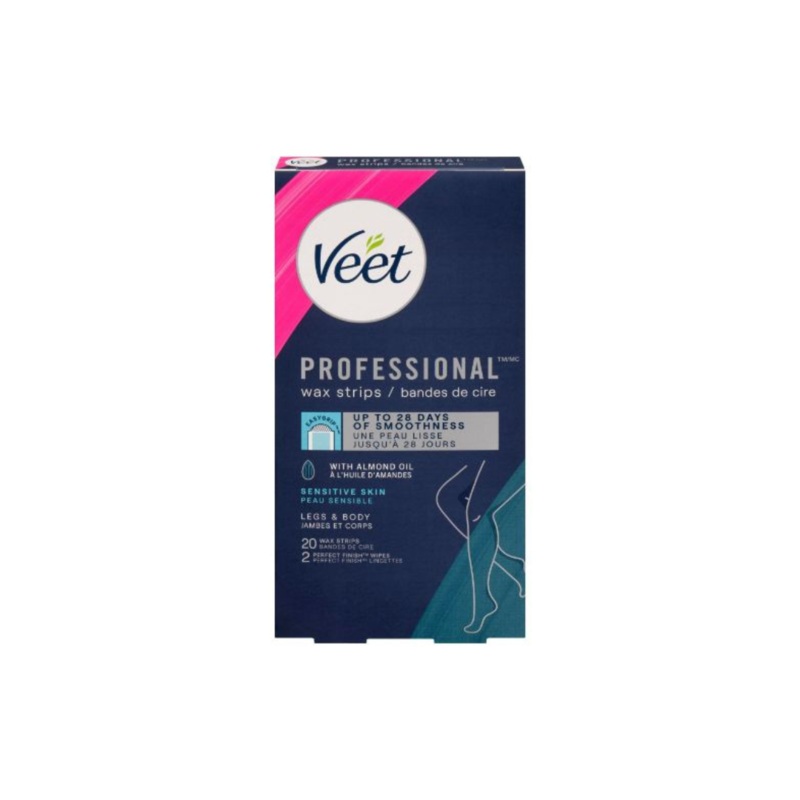 Veet Professional Wax Strips For Legs & Body With Almond Oil 20 Strips | Veet In Lebanon