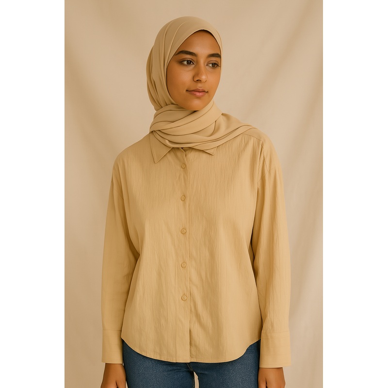 Big Dart Women’s Beige Striped Long Sleeve Shirt |Big Dart In Lebanon