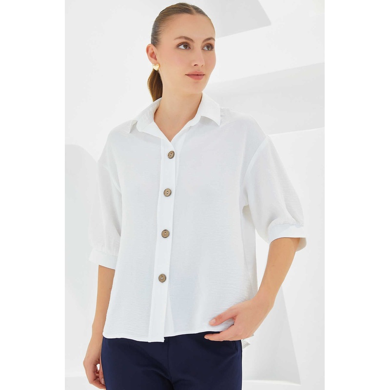 Big Dart Women’s White 3/4 Sleeve Shirt | Big Dart In Lebanon