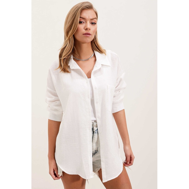 Big Dart Women’s White Long Sleeve Shirt | Big Dart In Lebanon