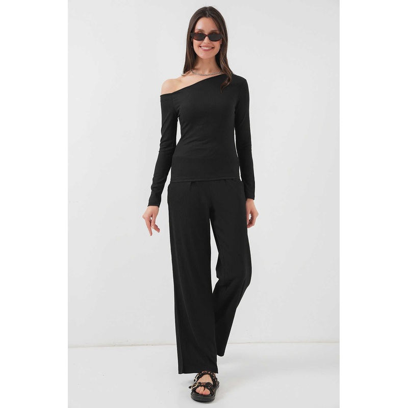 Bigdart women’s Black Off Shoulder Bottom Top Set | Bigdart In Lebanon
