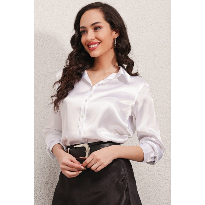Merterium Women’s Light Draped Satin Shirt |Merterium In Lebanon