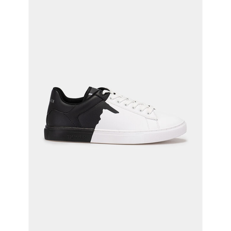 Trussardi Men’s Black & White SNK Derek Sneakers | Trussardi In Lebanon