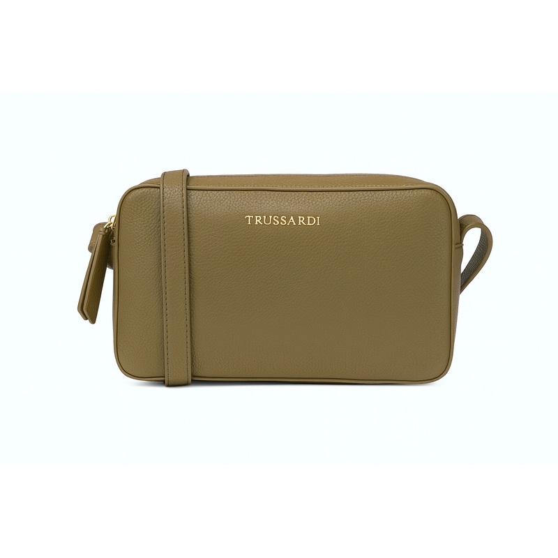 Trussardi Women’s Khaki Green Leather Lisbona Camera Shoulder Bag |Trussardi In Lebanon