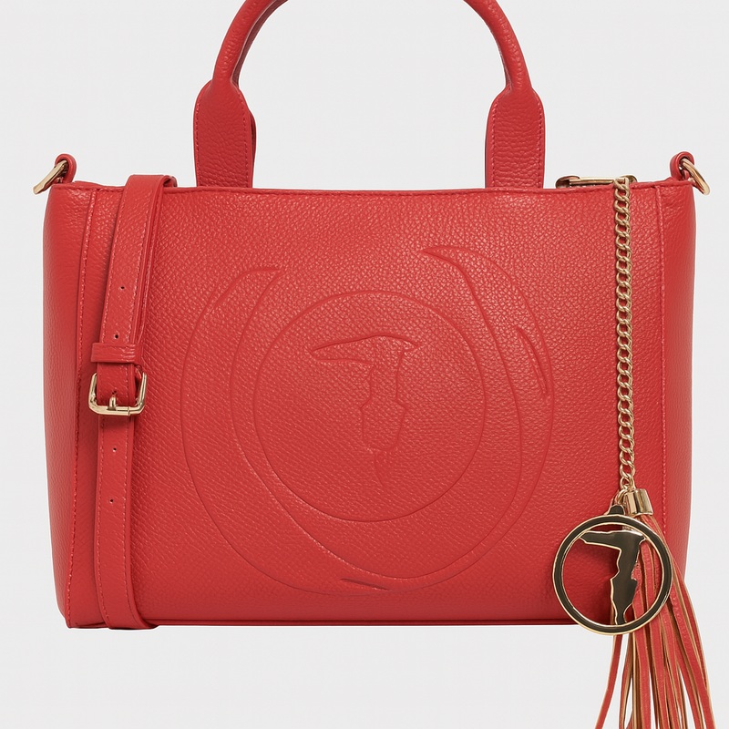 Trussardi Women’s Red Faith Shopper Md Tumbled Handbag | Trussardi In Lebanon