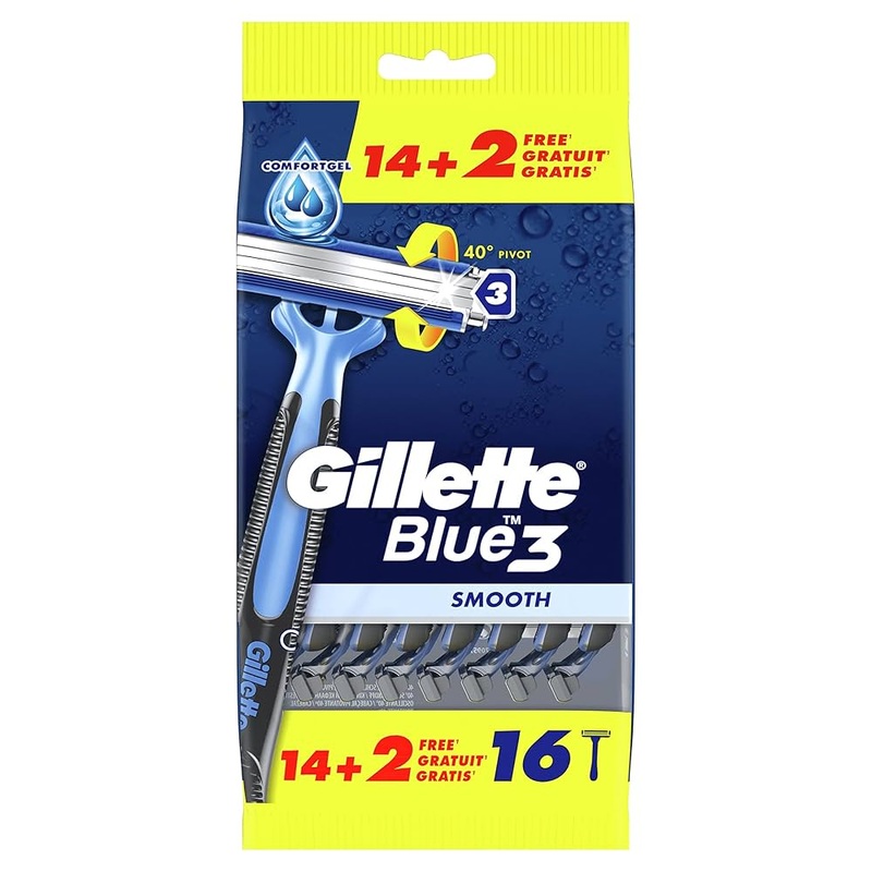 Gillette Blue 3 Smooth Disposable Razors for Men (Pack of 16) | Gillette In Lebanon
