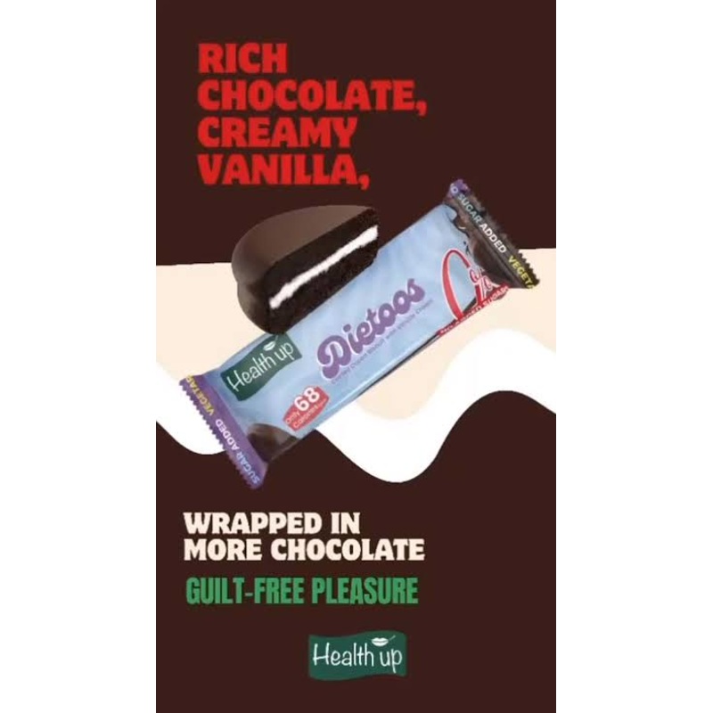Health Up Dietoos Coated Cocoa Biscuit With Vanilla Cream 34g | Health Up In Lebanon