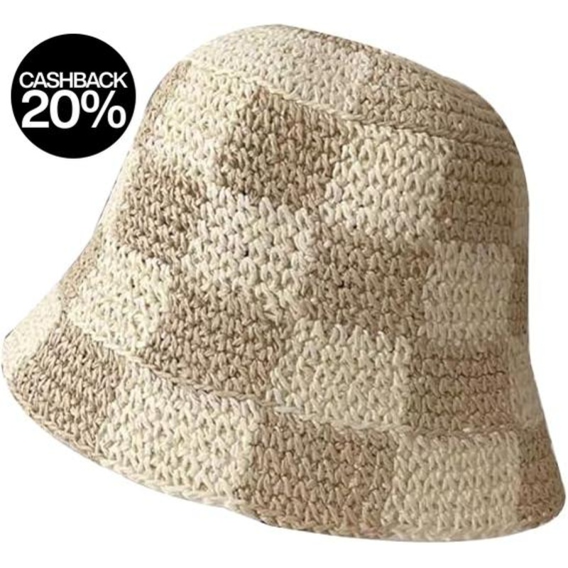 Forever 21 Women’s Beige & Brown Checker Knit Bucket Hat | Forever 21 In Lebanon