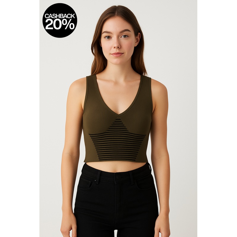 Forever 21  Women’s Black & Cypress Sleeveless Crop Top | Forever 21 In Lebanon