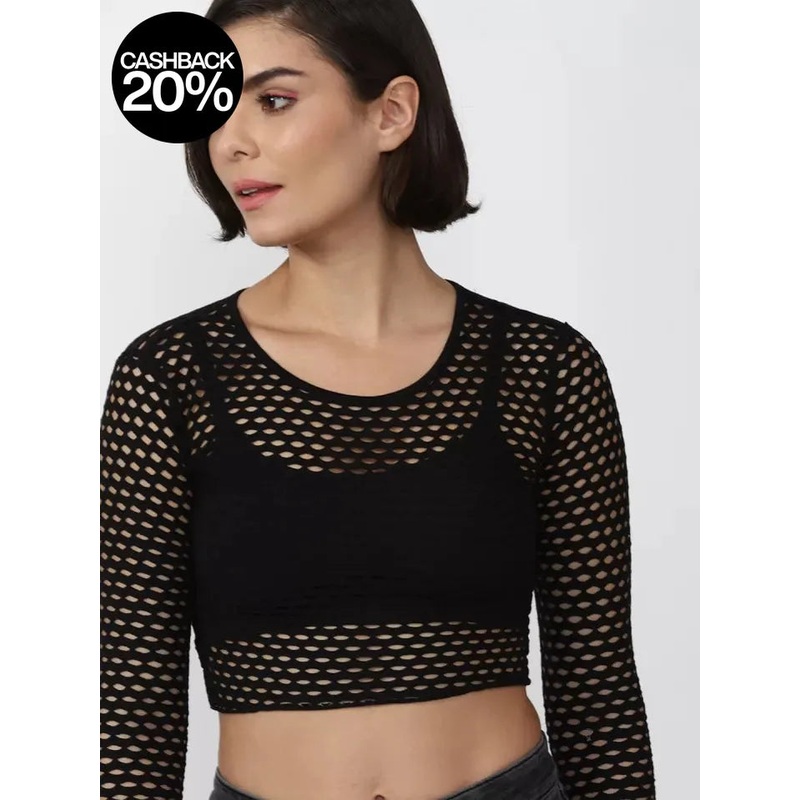 Forever 21 Women’s Black Knitted Long Sleeve Blouse |Forever 21 In Lebanon