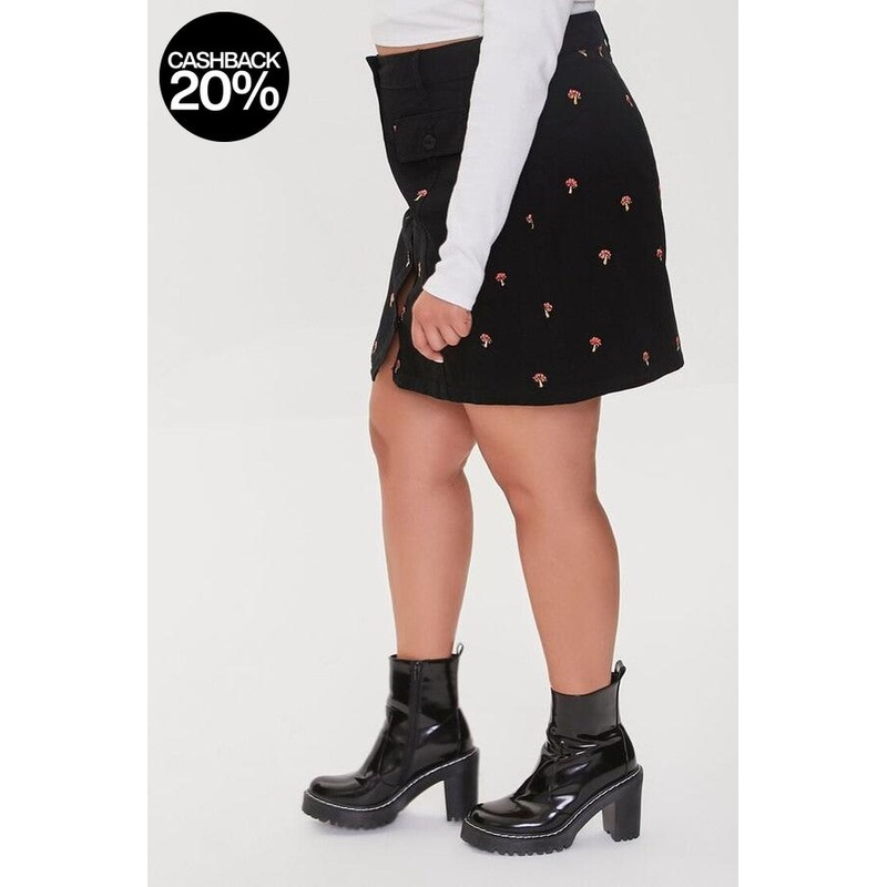 Forever 21 Women’s Black Plus Size Mushroom Print Mini Skirt |Forever 21 In Lebanon