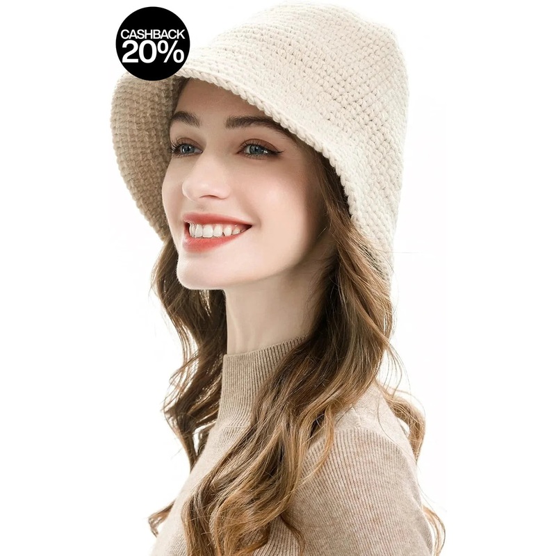 Forever 21 Women’s Cream Checker Knit Bucket Hat | Forever 21 In Lebanon