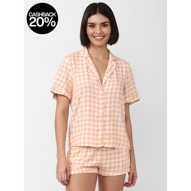 Forever 21 Women’s Orange Checkered Pajama Set |Forever 21 In Lebanon
