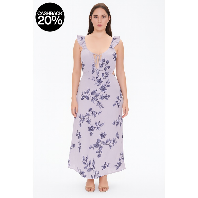Forever 21 Women’s Purple Floral Printed Open Back Sleeveless Dress |Forever 21 In Lebanon