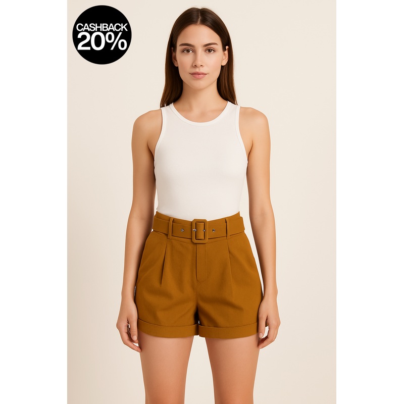 Forever 21 Women’s Brown Belted Short | Forever 21 In Lebanon
